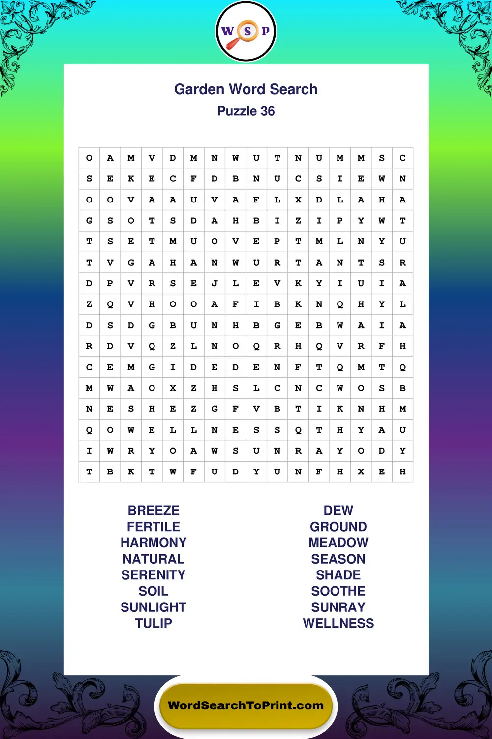 Garden Word Search Puzzle 36