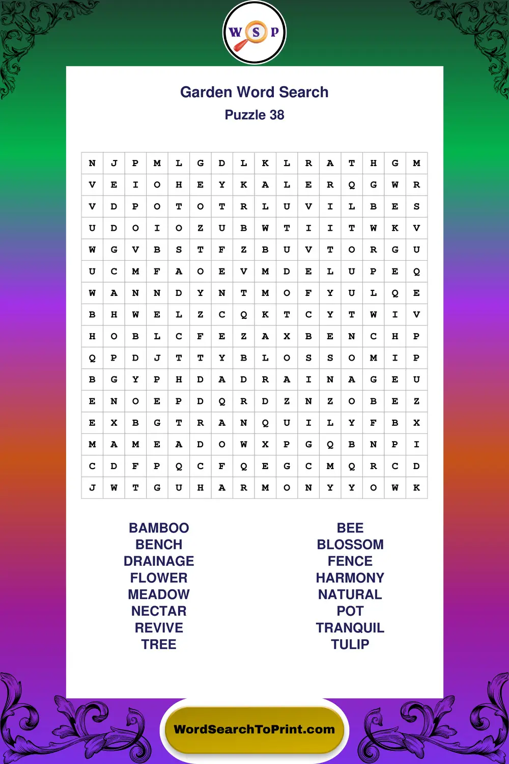 Garden Word Search Puzzle 38