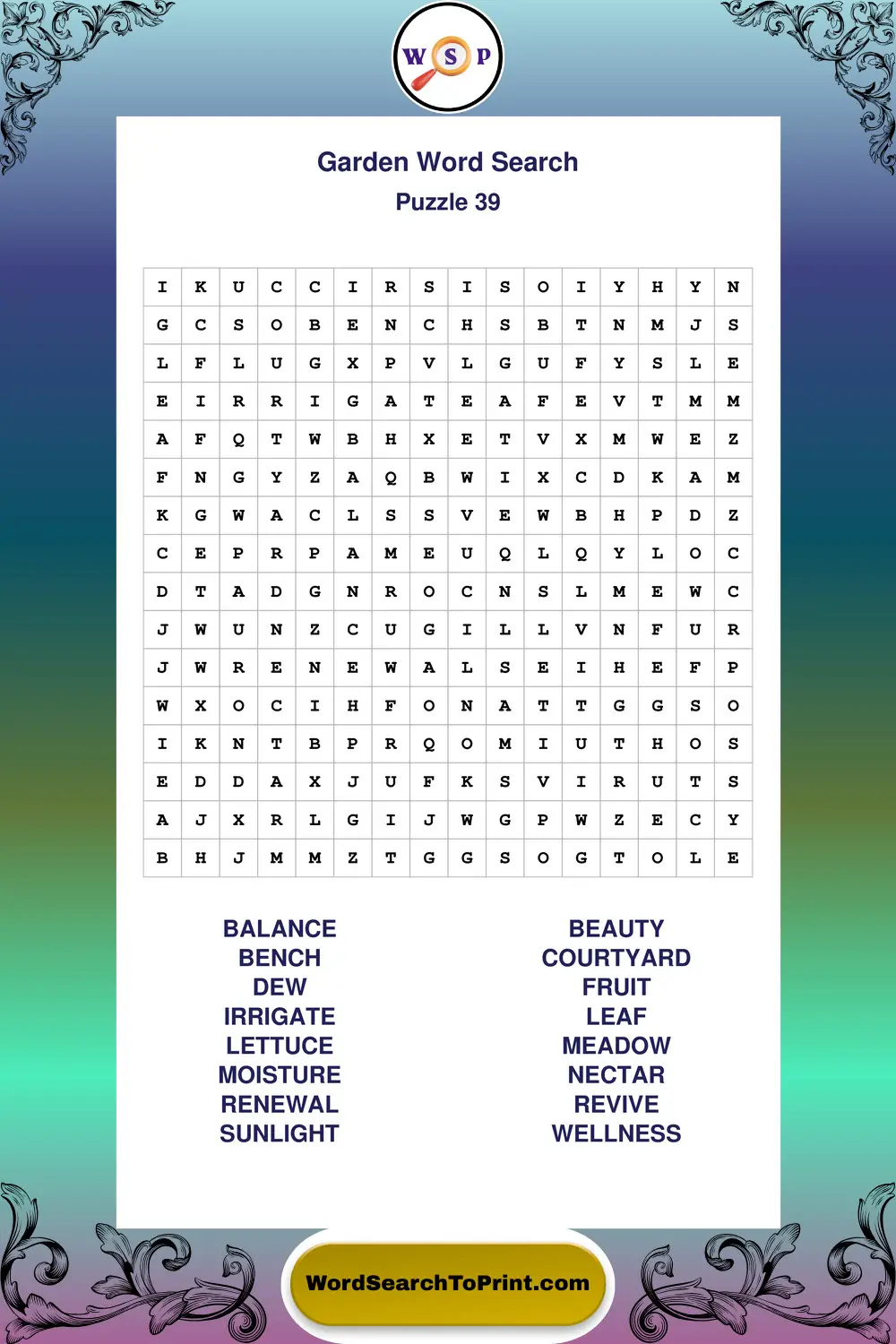 Garden Word Search Puzzle 39