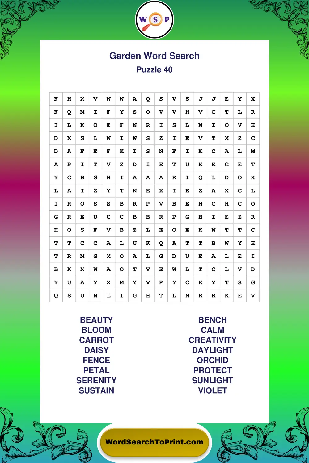 Garden Word Search Puzzle 40