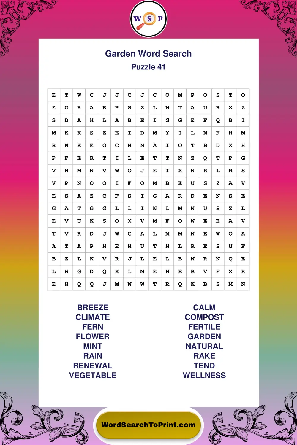 Garden Word Search Puzzle 41