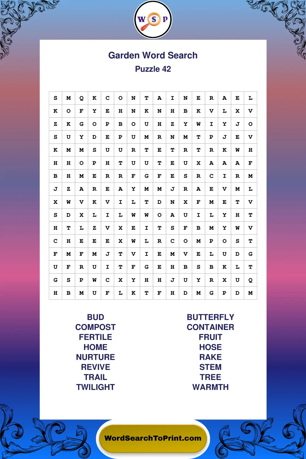 Garden Word Search Puzzle 42