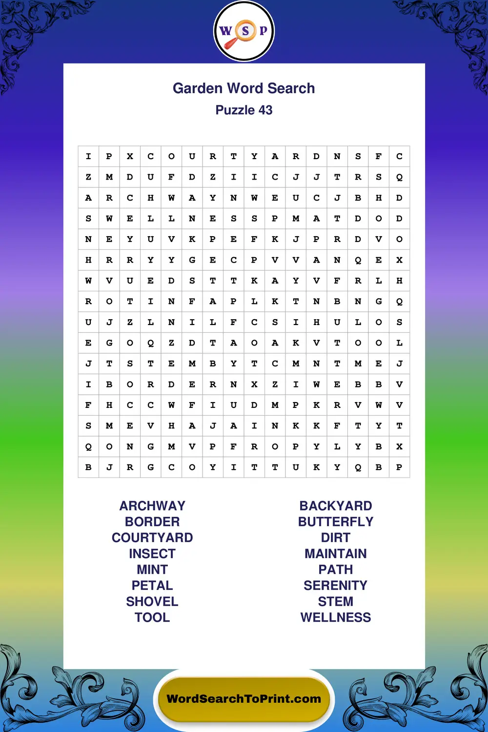 Garden Word Search Puzzle 43