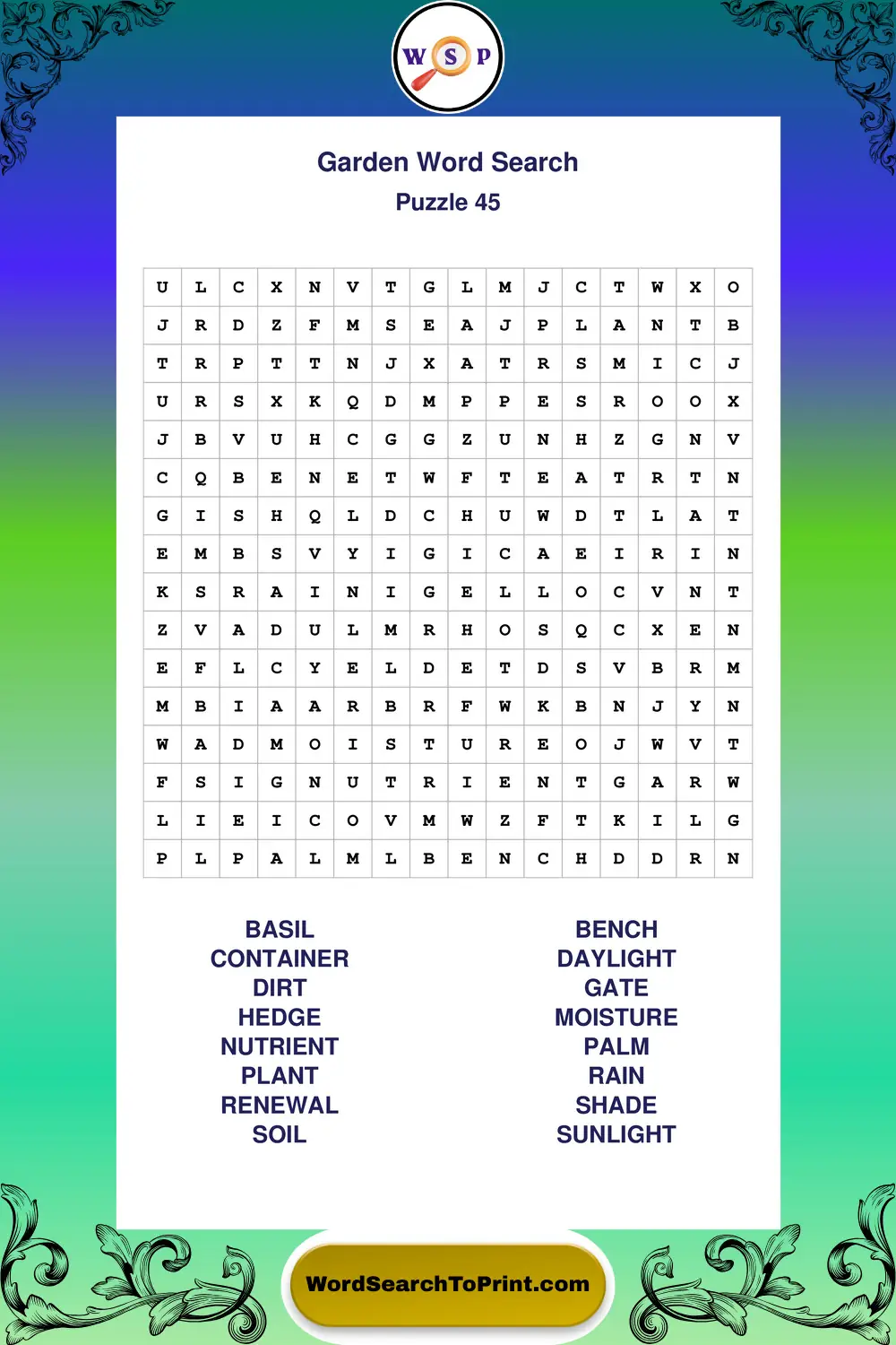 Garden Word Search Puzzle 45