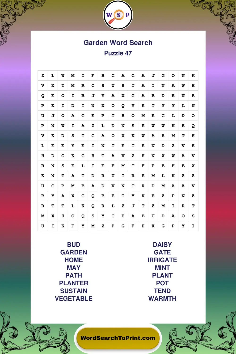 Garden Word Search Puzzle 47