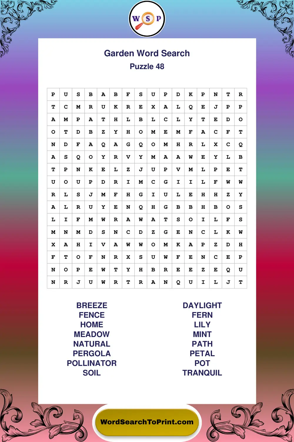 Garden Word Search Puzzle 48