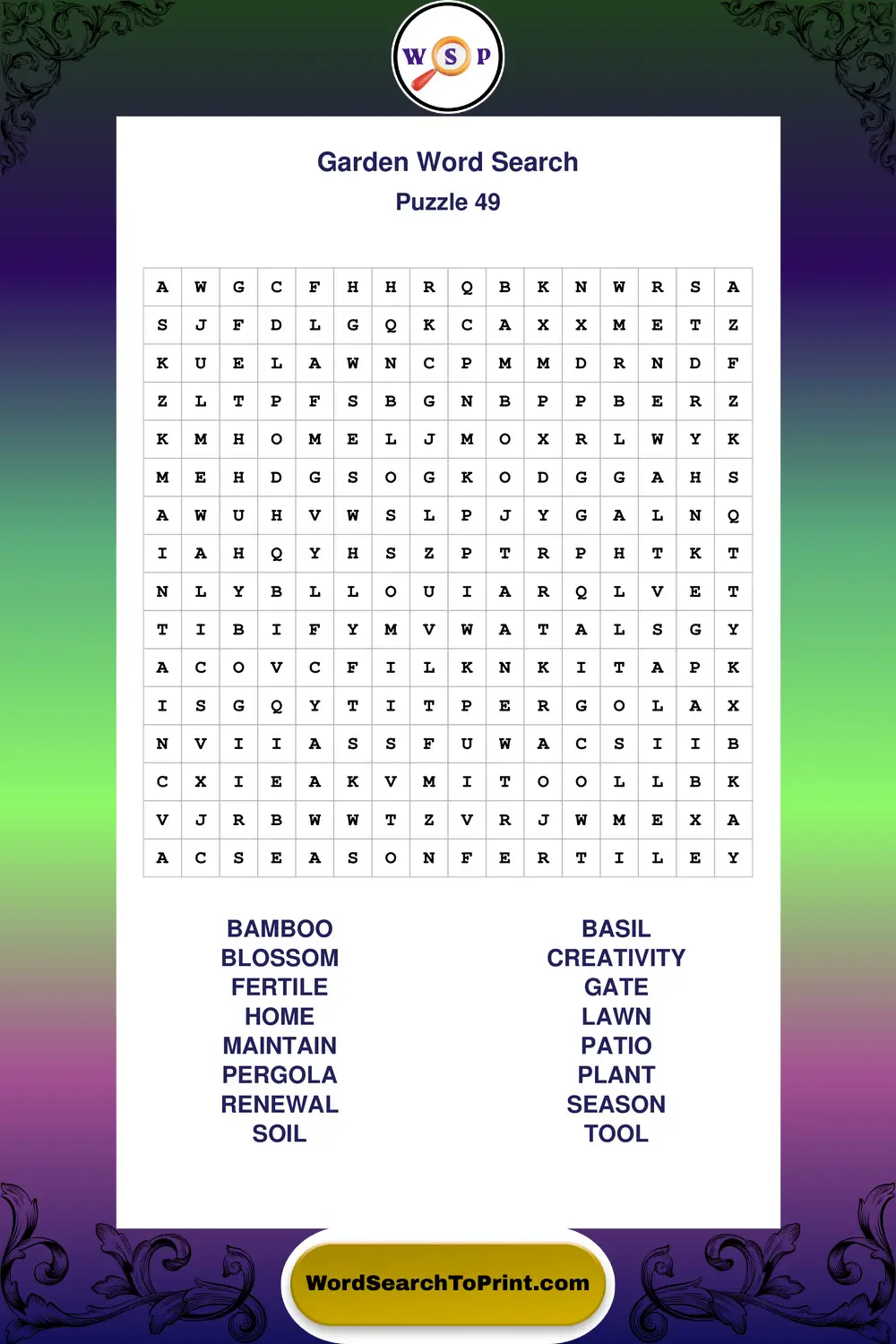 Garden Word Search Puzzle 49