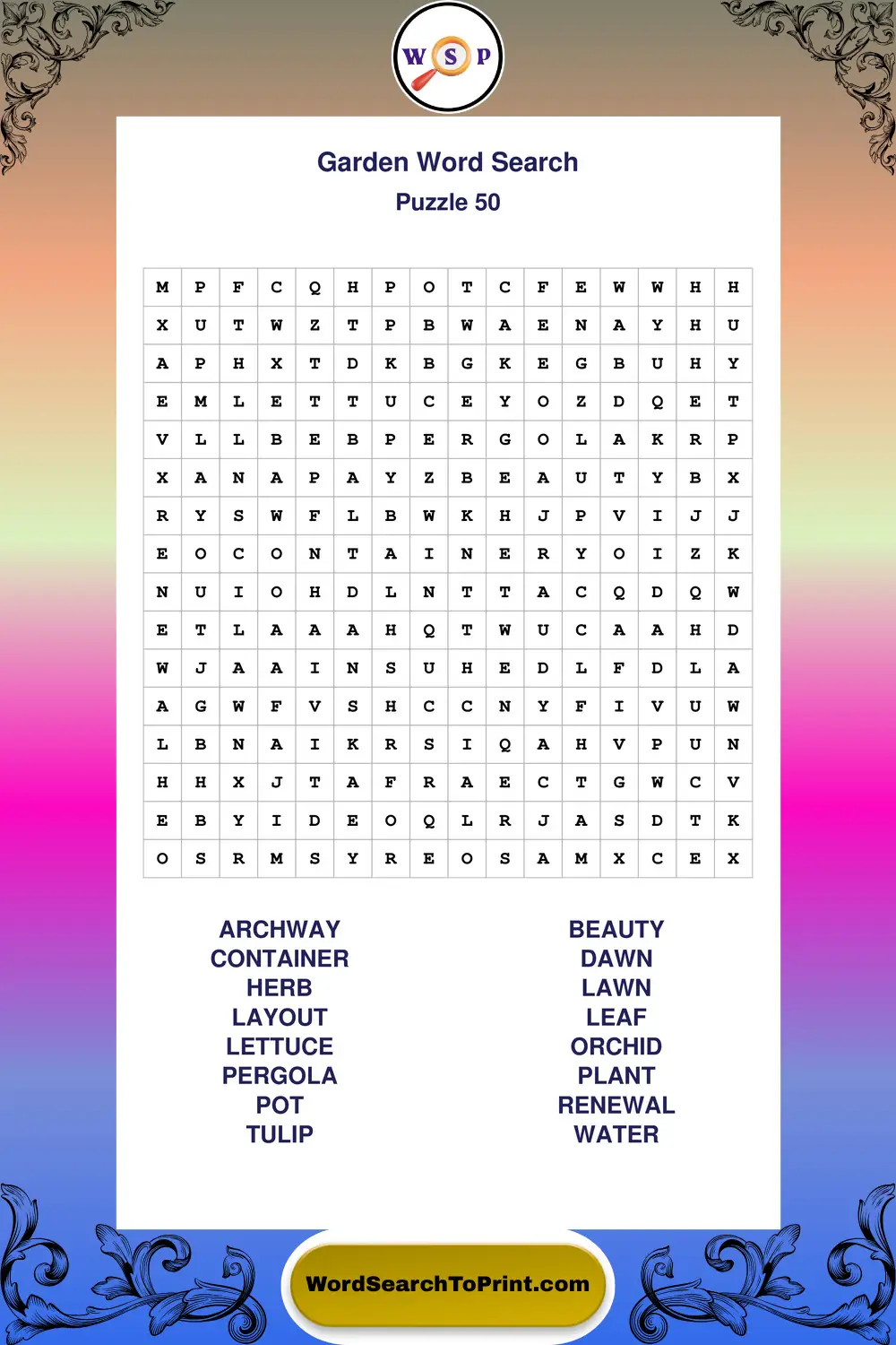 Garden Word Search Puzzle 50