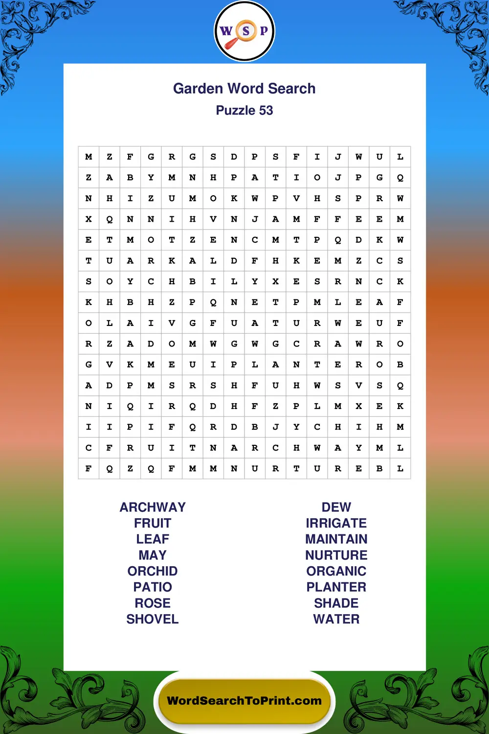 Garden Word Search Puzzle 53