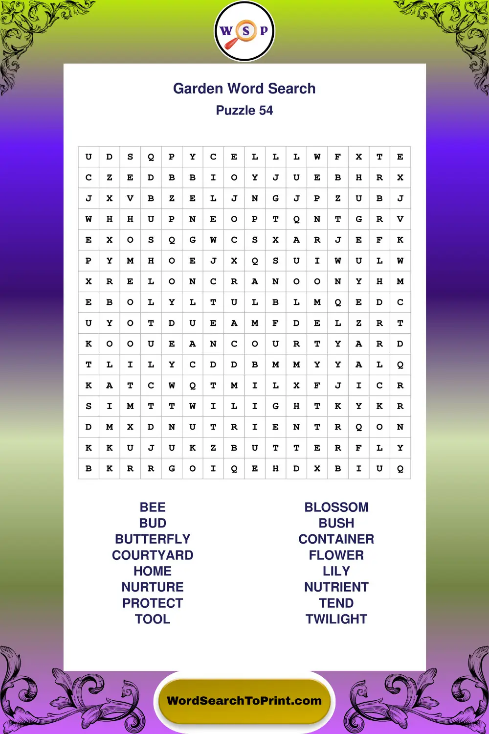 Garden Word Search Puzzle 54