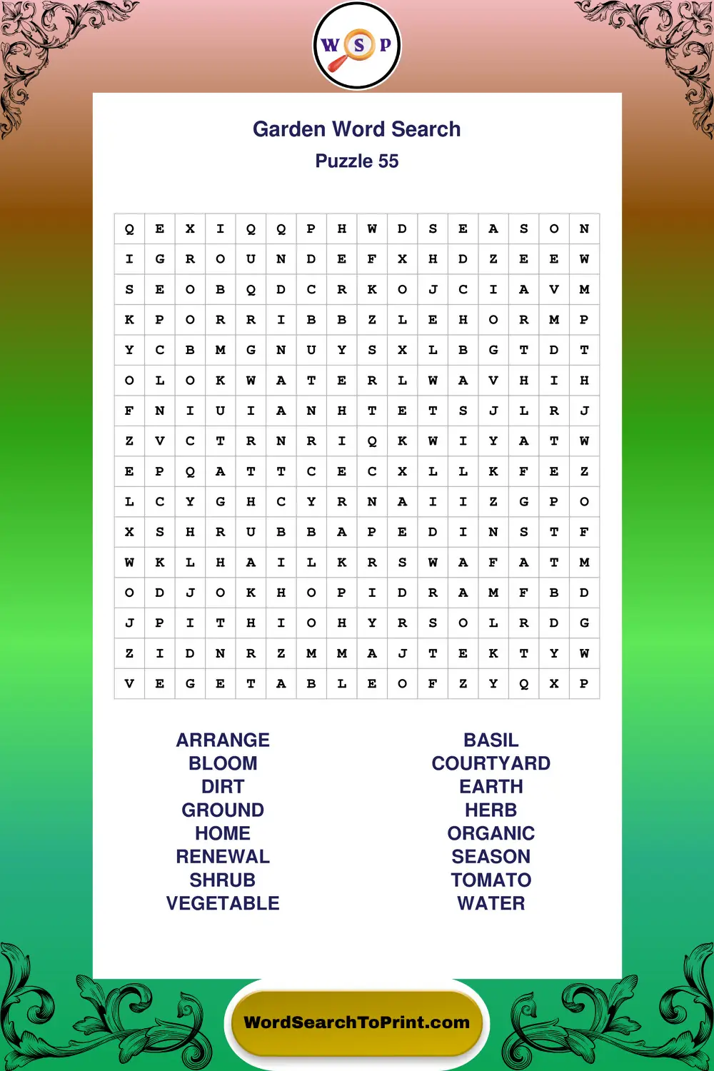 Garden Word Search Puzzle 55