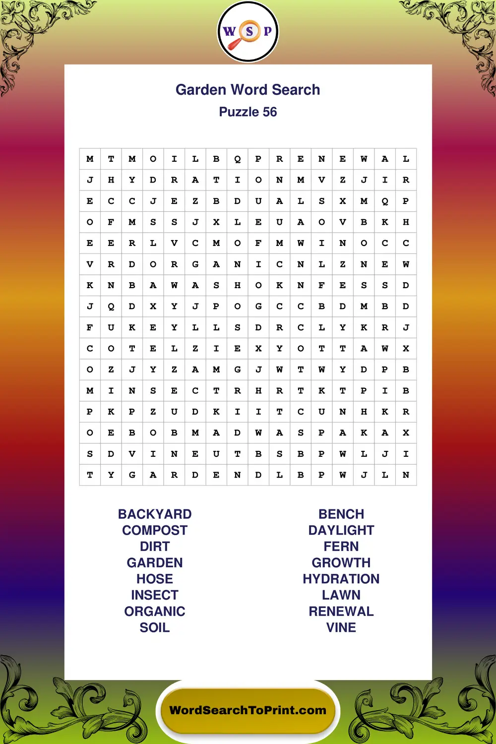 Garden Word Search Puzzle 56