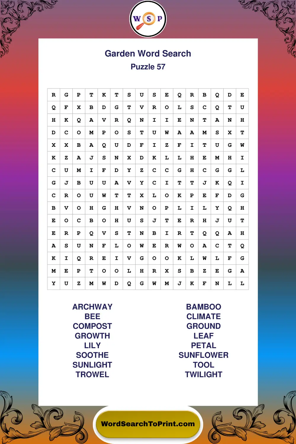 Garden Word Search Puzzle 57