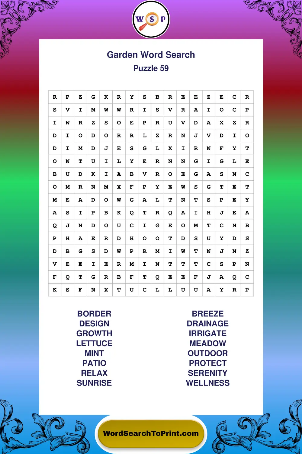 Garden Word Search Puzzle 59