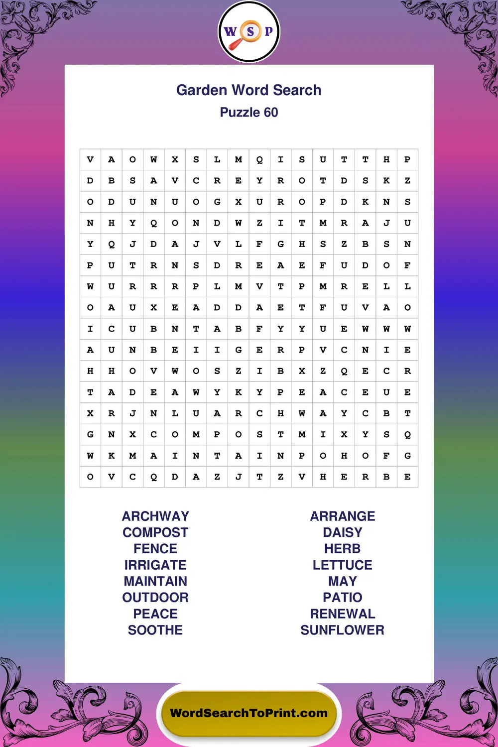 Garden Word Search Puzzle 60