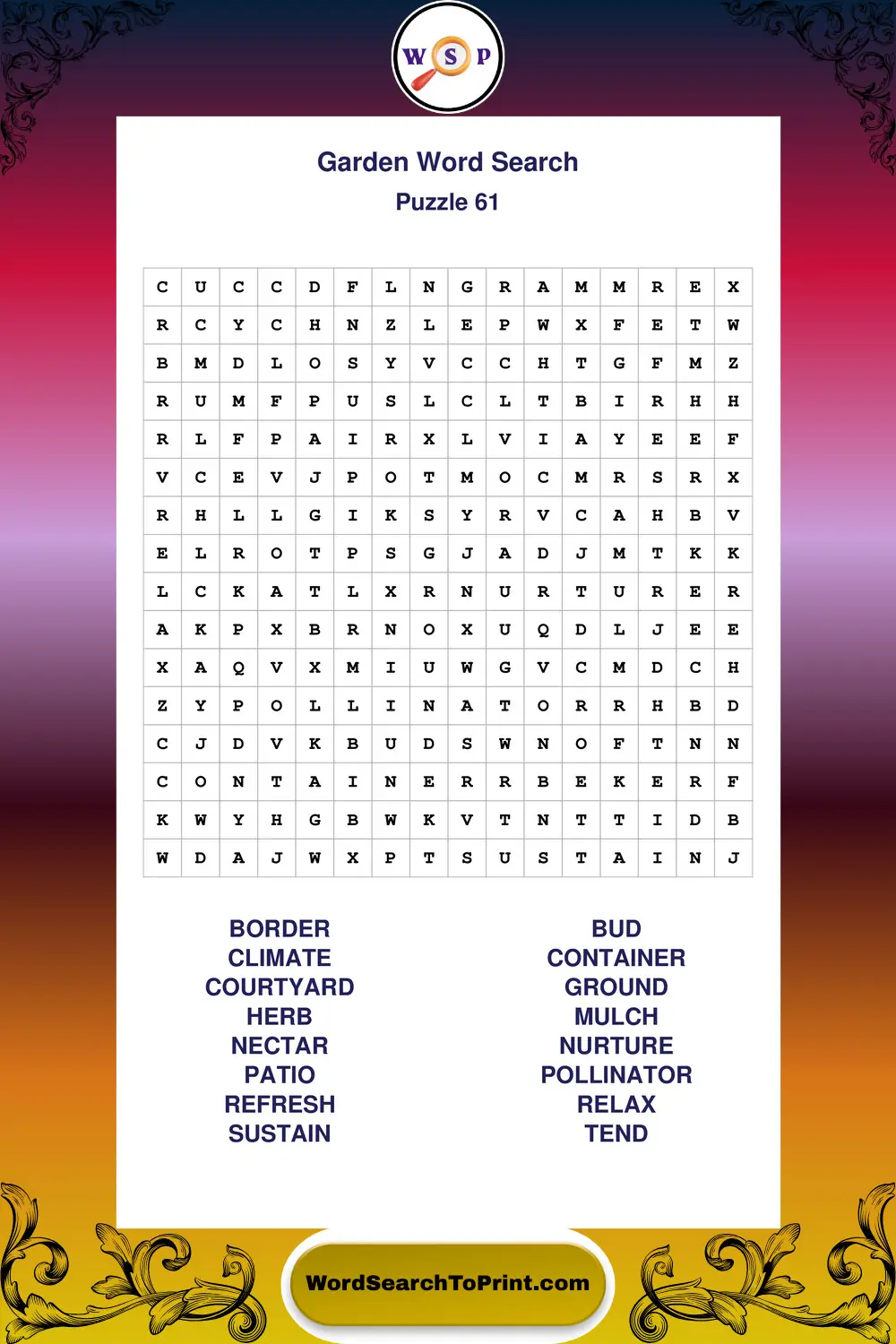 Garden Word Search Puzzle 61