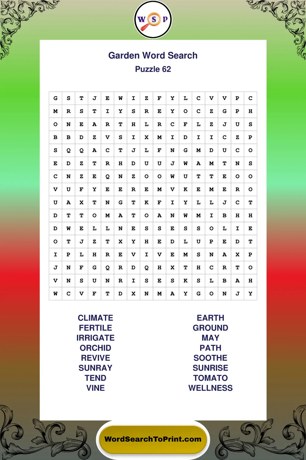 Garden Word Search Puzzle 62