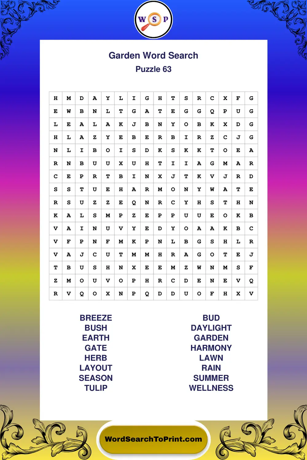Garden Word Search Puzzle 63