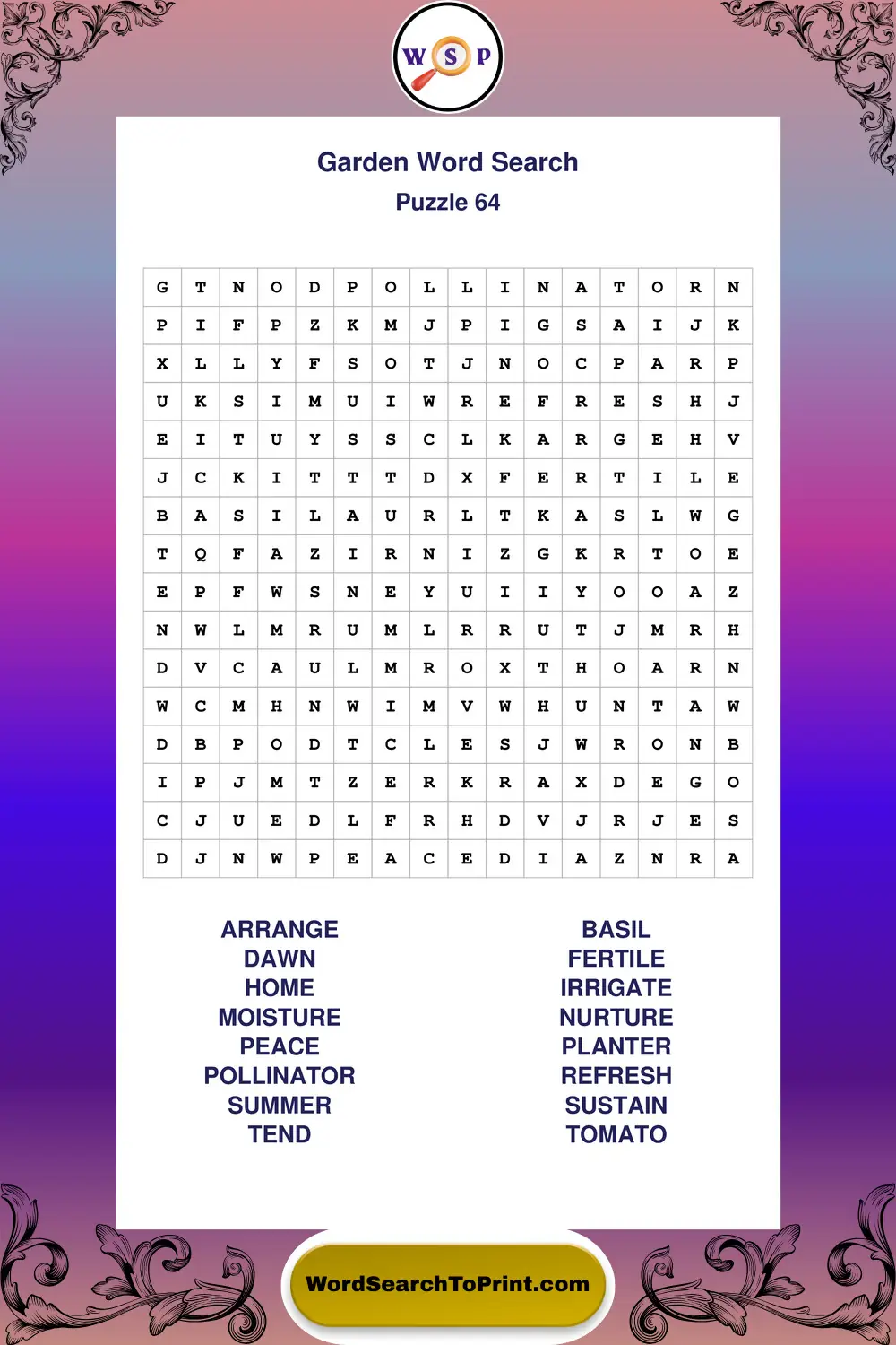 Garden Word Search Puzzle 64