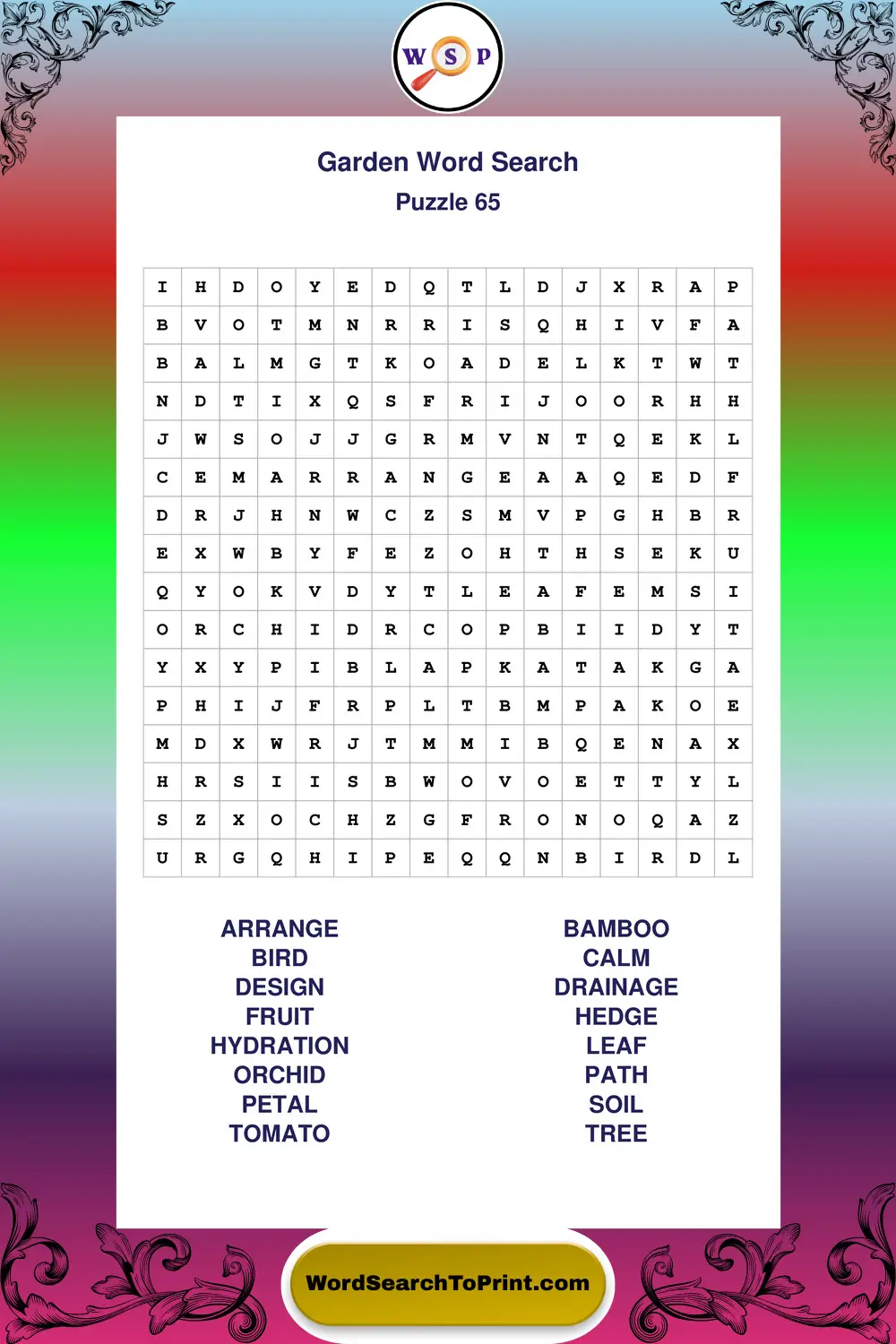 Garden Word Search Puzzle 65