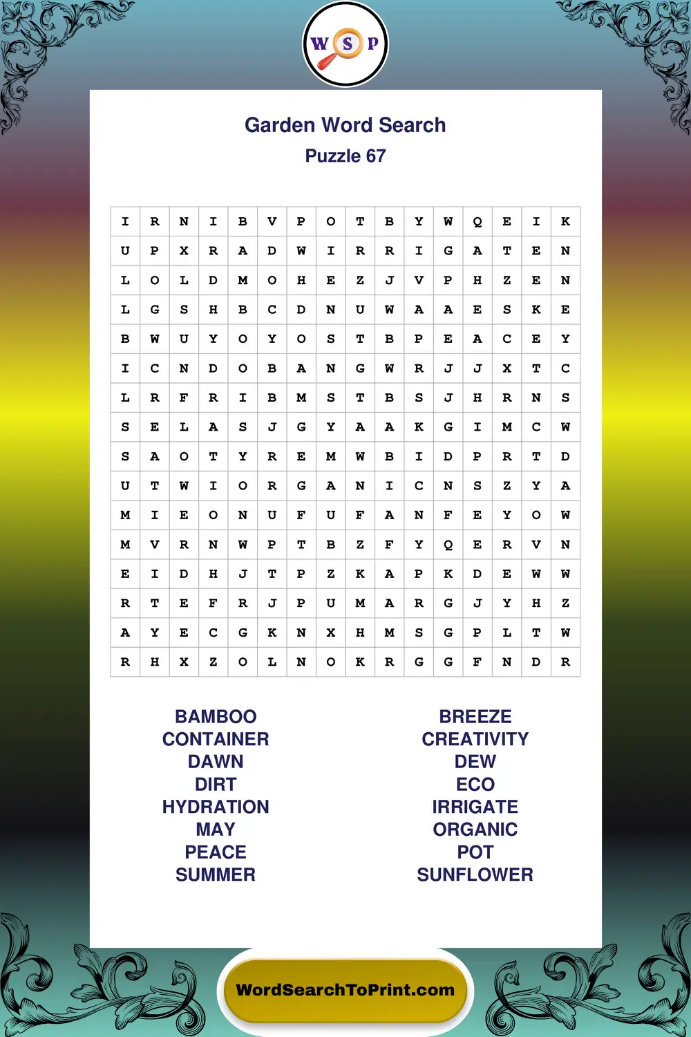 Garden Word Search Puzzle 67