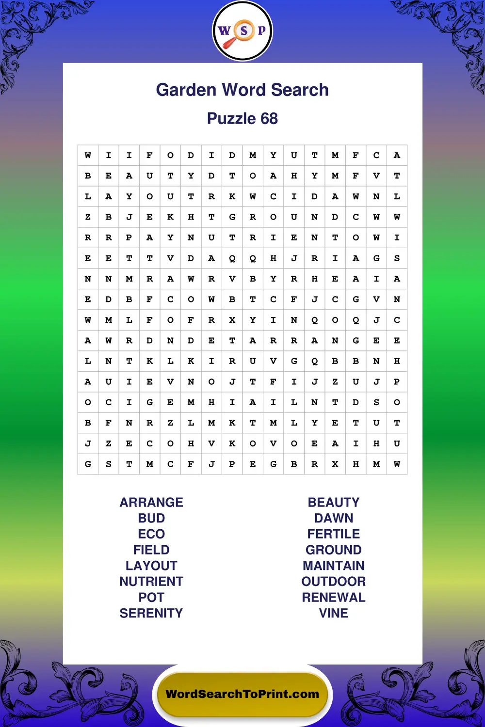 Garden Word Search Puzzle 68