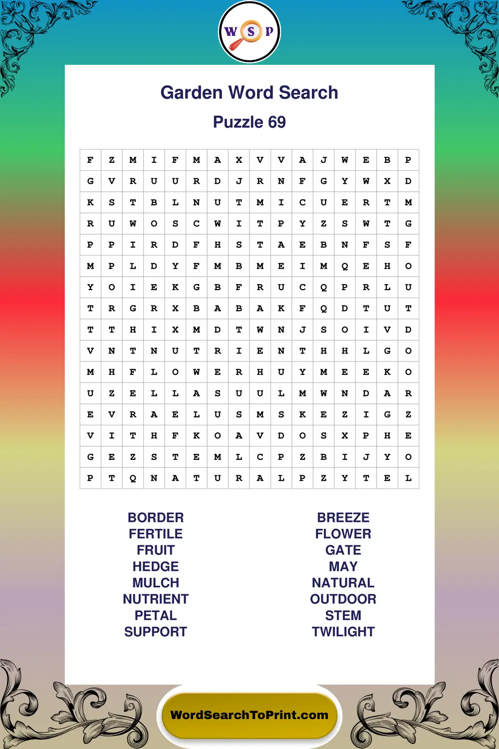 Garden Word Search Puzzle 69