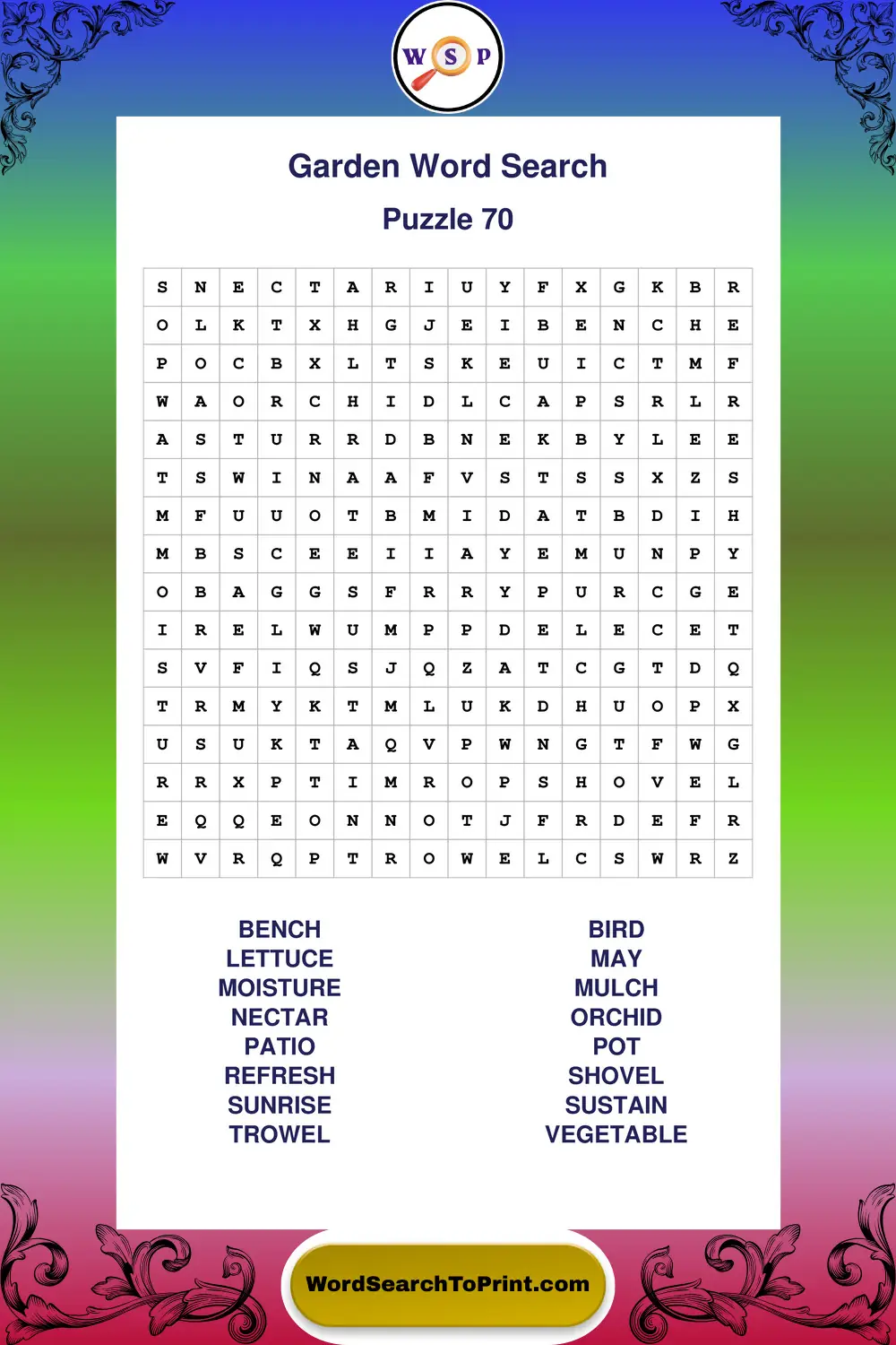Garden Word Search Puzzle 70