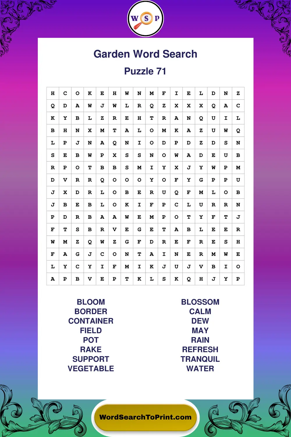 Garden Word Search Puzzle 71