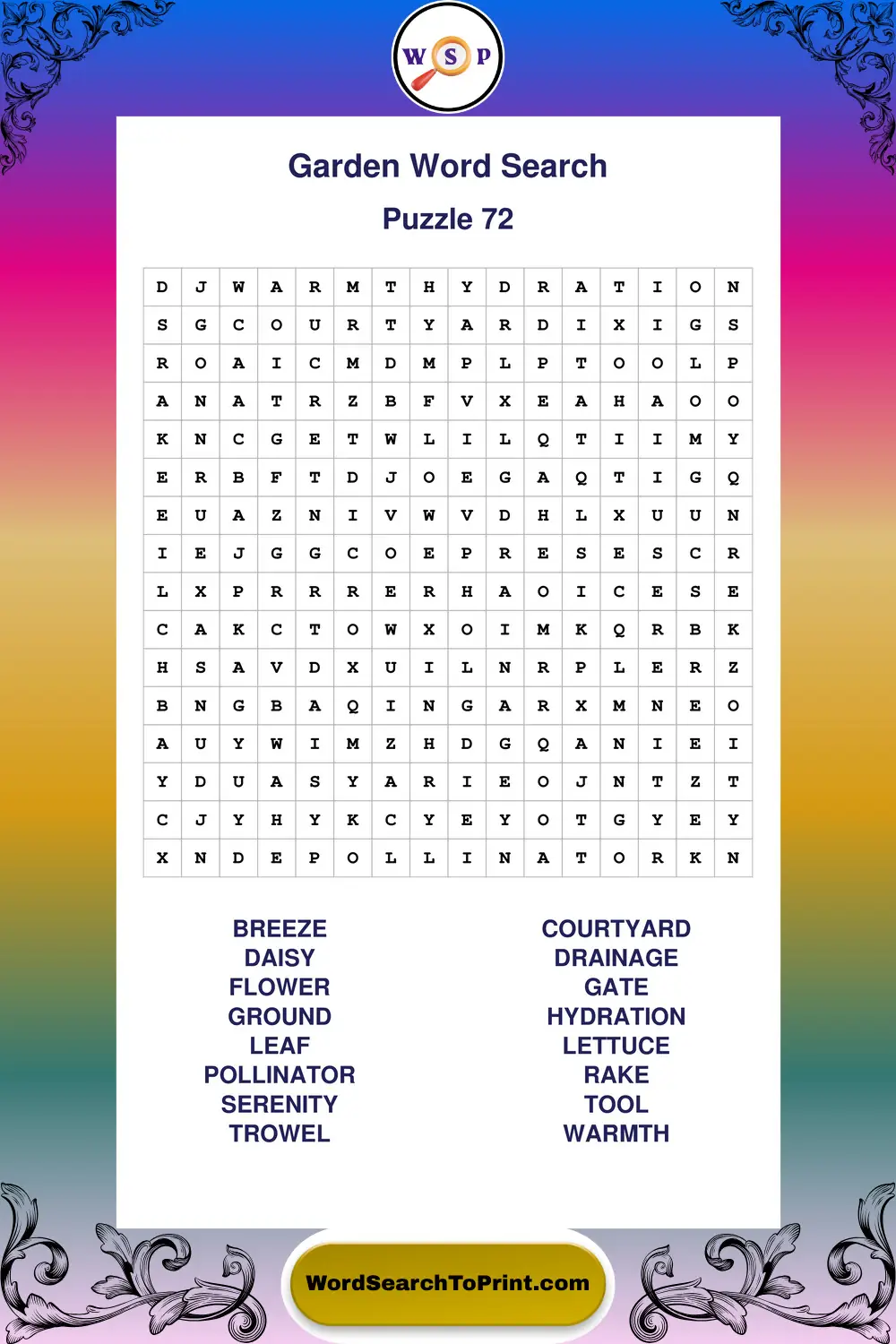 Garden Word Search Puzzle 72