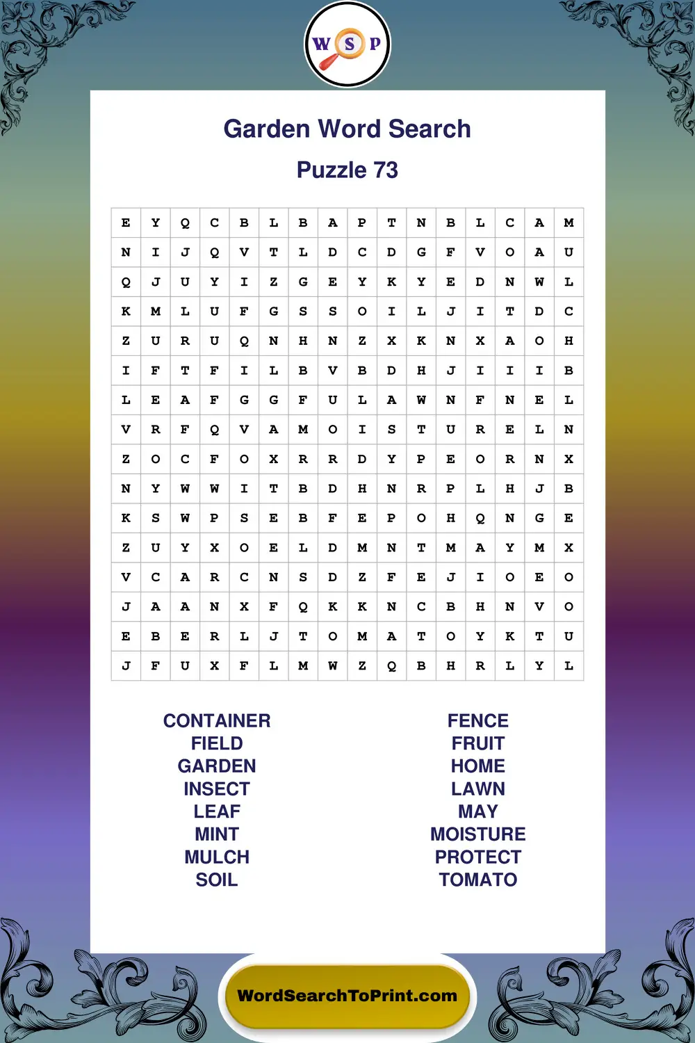 Garden Word Search Puzzle 73