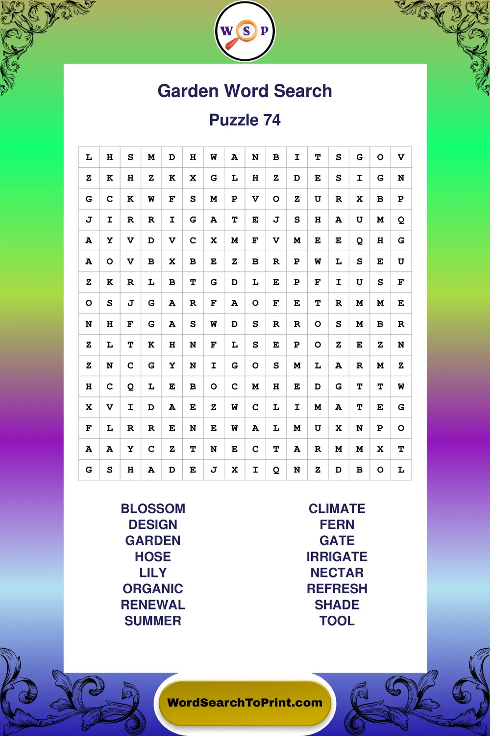 Garden Word Search Puzzle 74