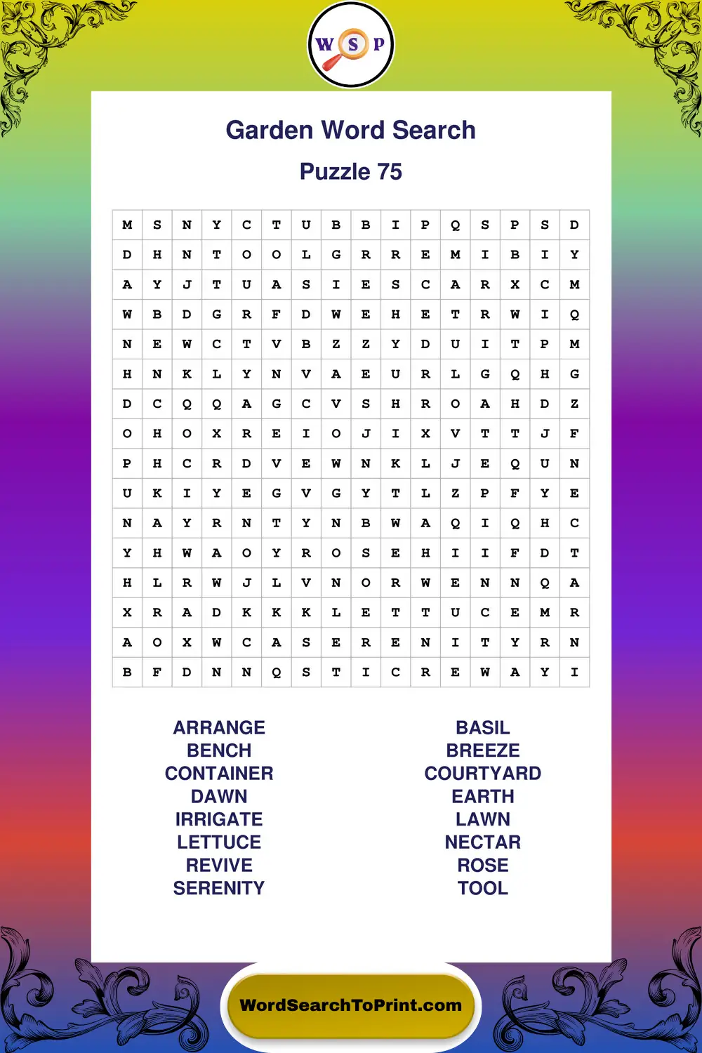Garden Word Search Puzzle 75