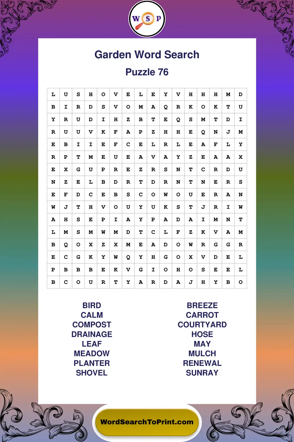 Garden Word Search Puzzle 76