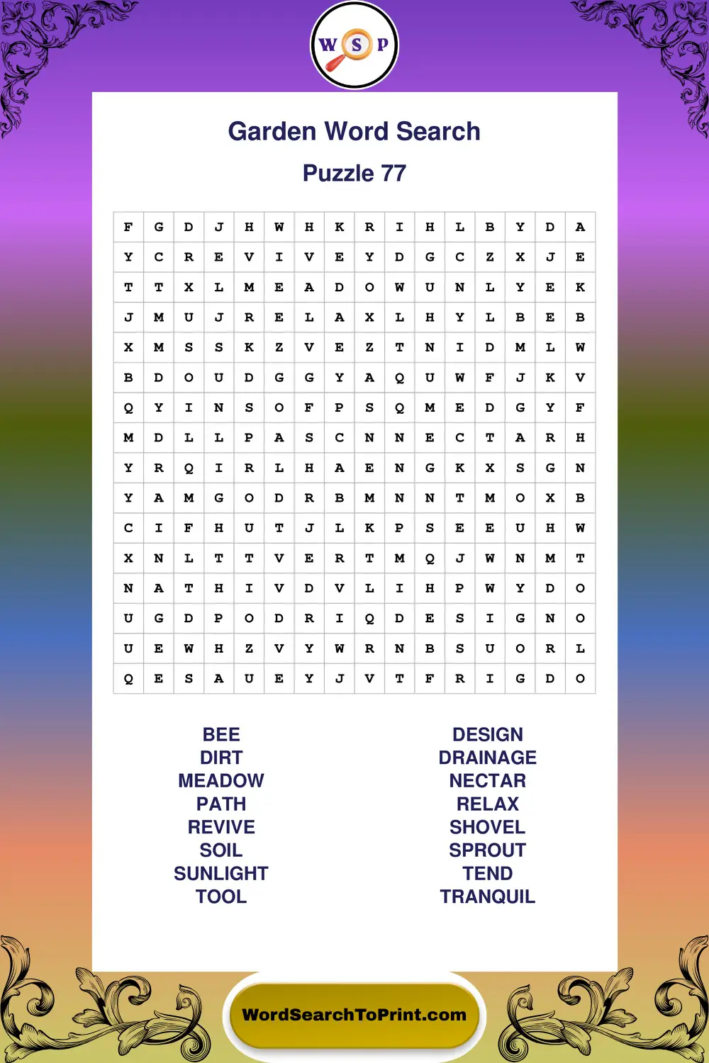 Garden Word Search Puzzle 77