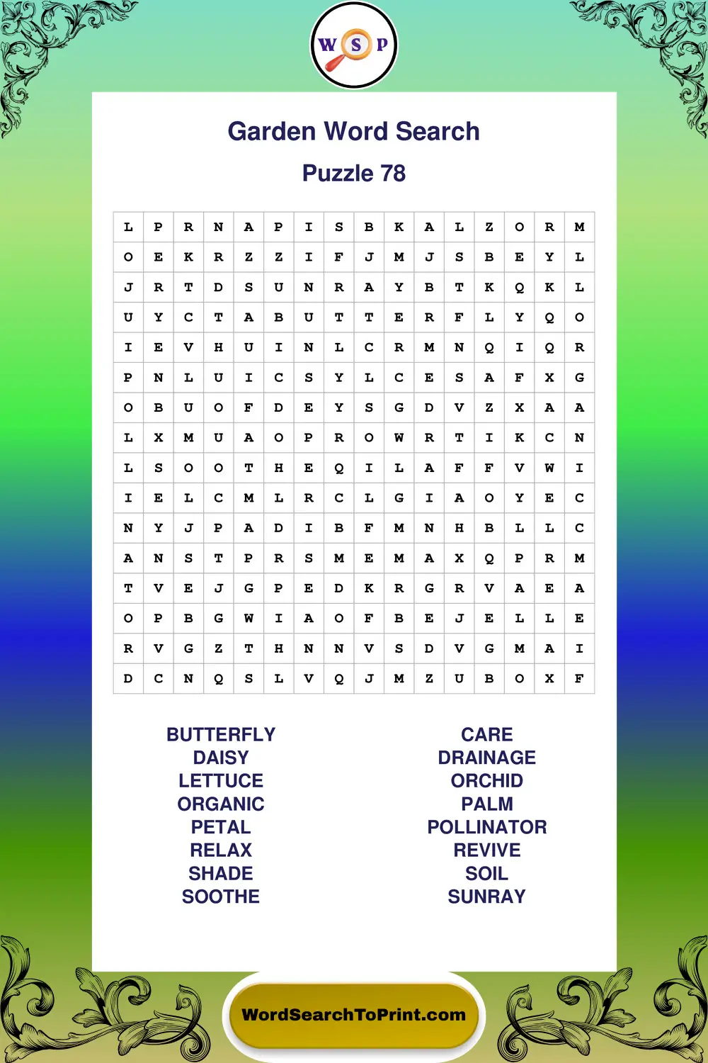 Garden Word Search Puzzle 78