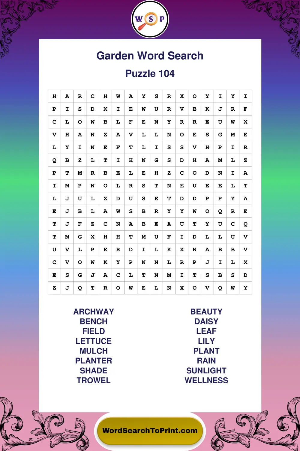 Garden Word Search Puzzle 104