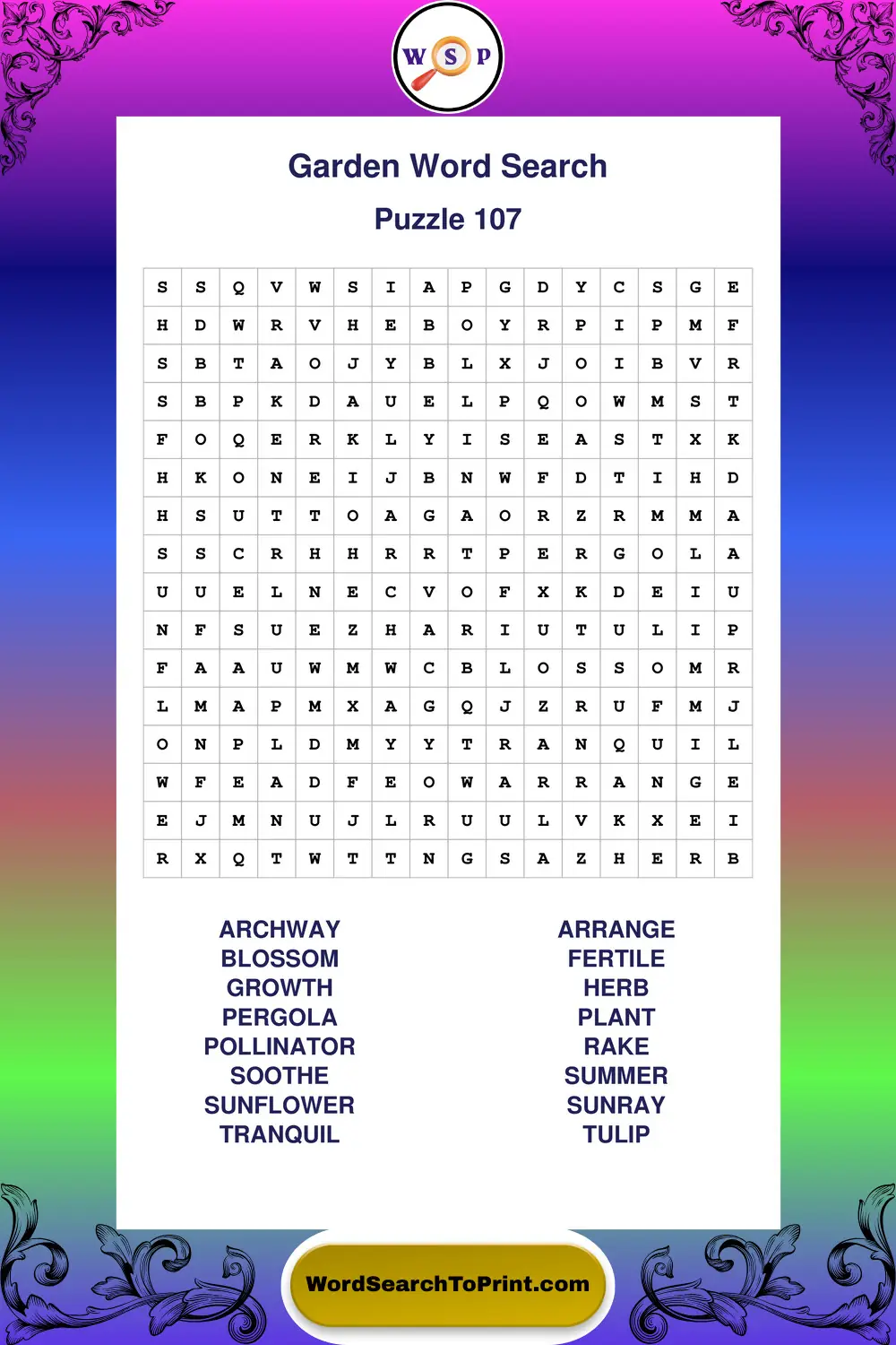 Garden Word Search Puzzle 107