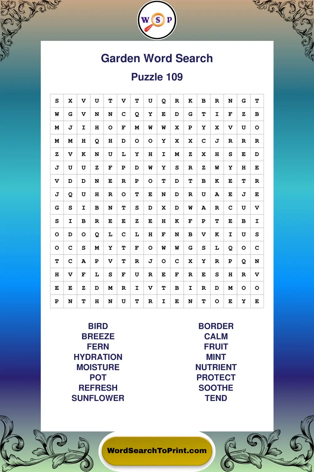 Garden Word Search Puzzle 109