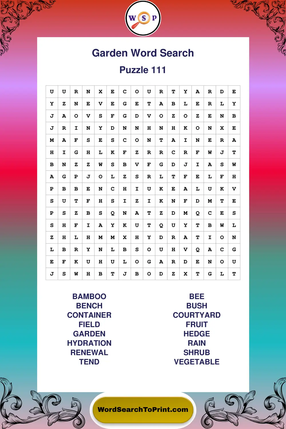 Garden Word Search Puzzle 111