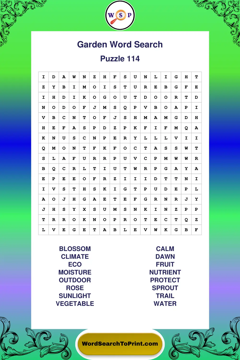 Garden Word Search Puzzle 114