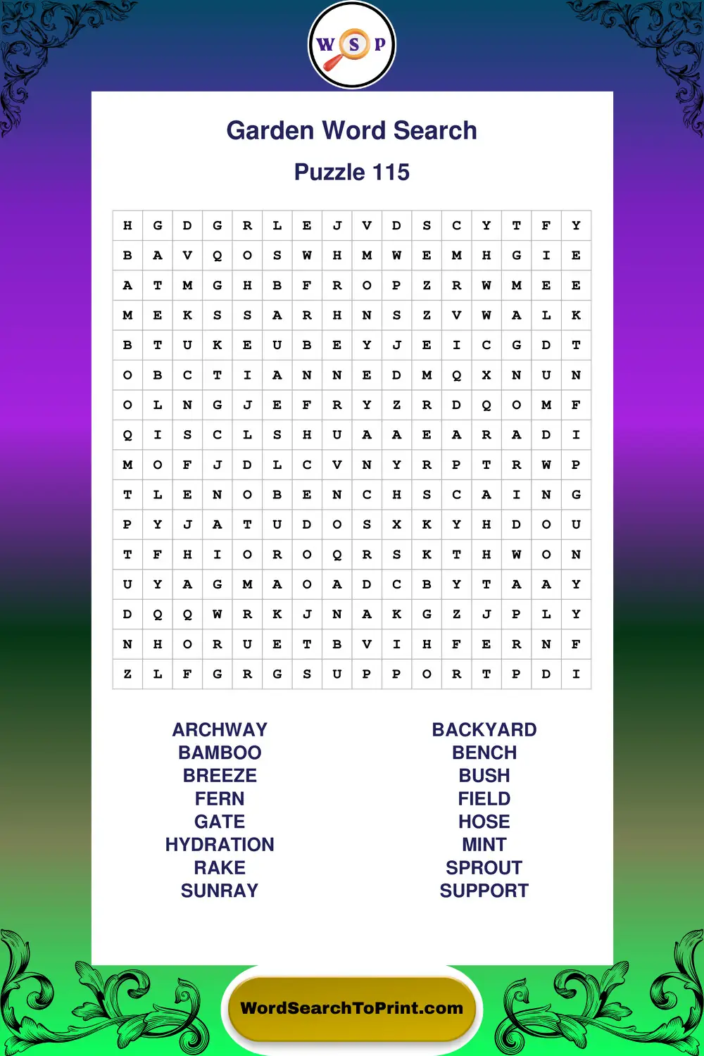 Garden Word Search Puzzle 115
