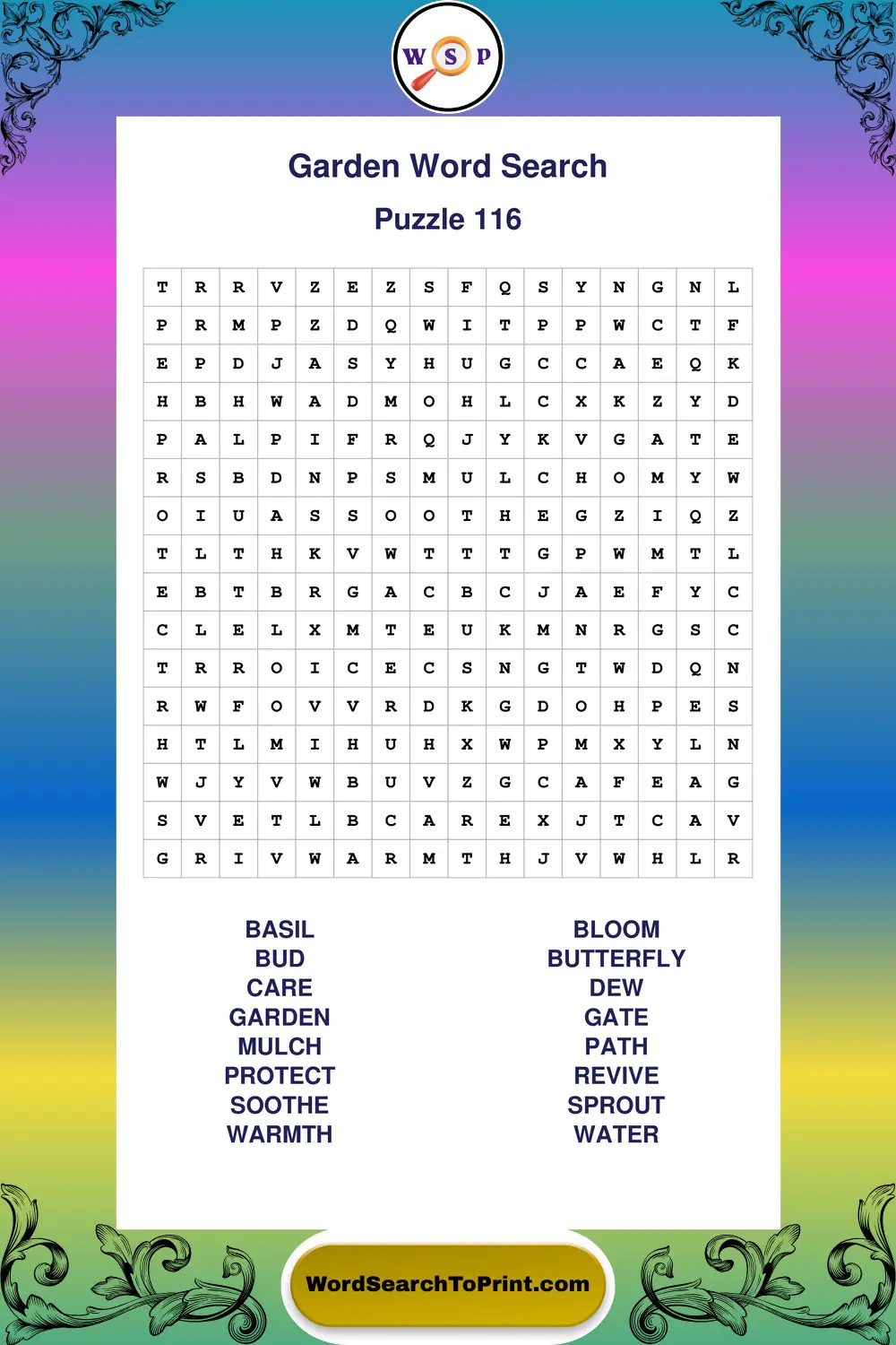 Garden Word Search Puzzle 116
