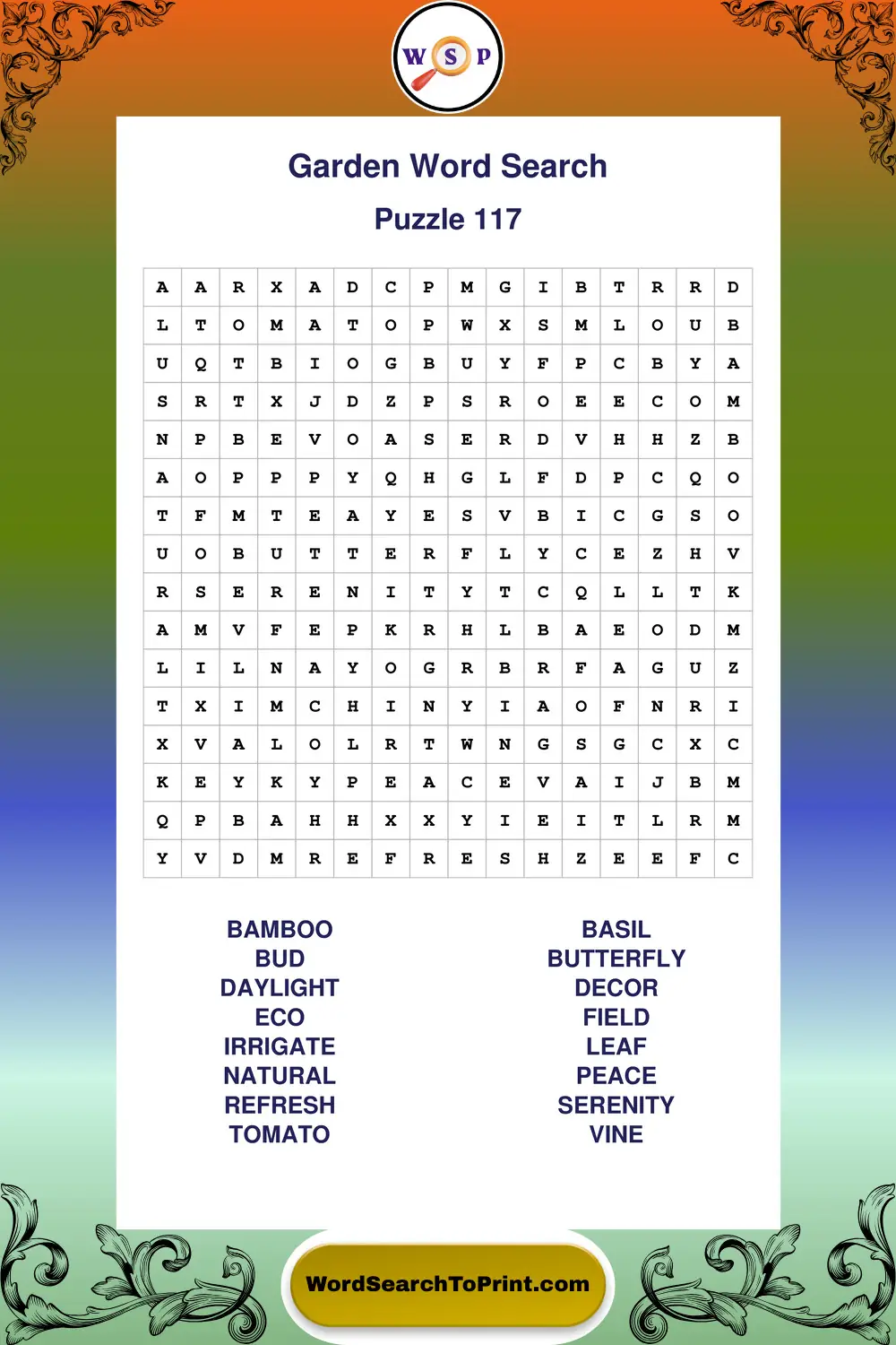 Garden Word Search Puzzle 117