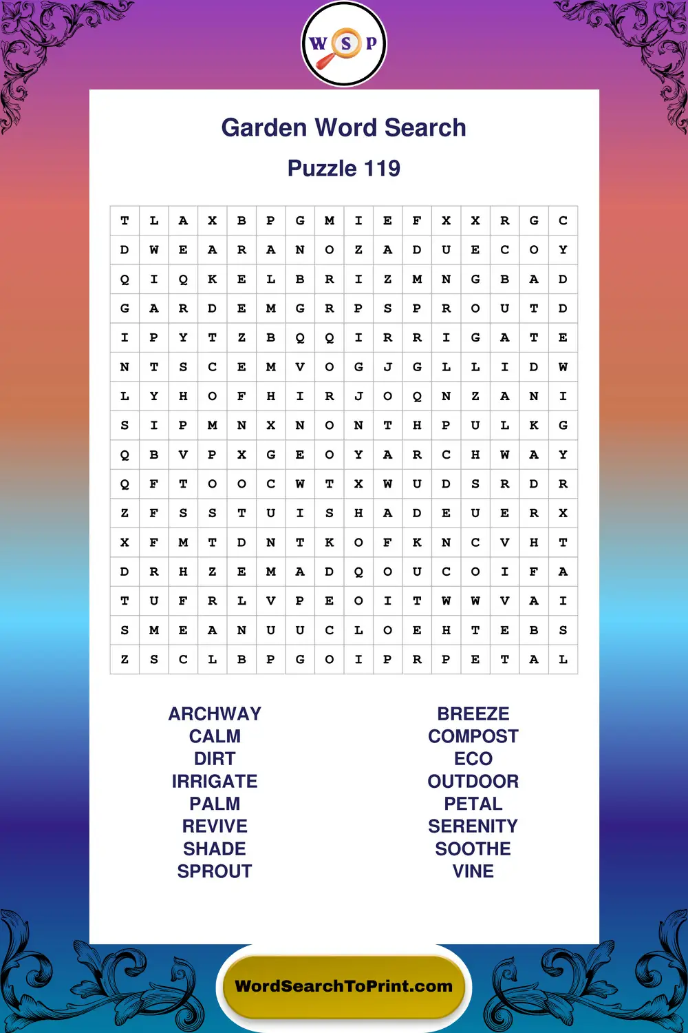 Garden Word Search Puzzle 119