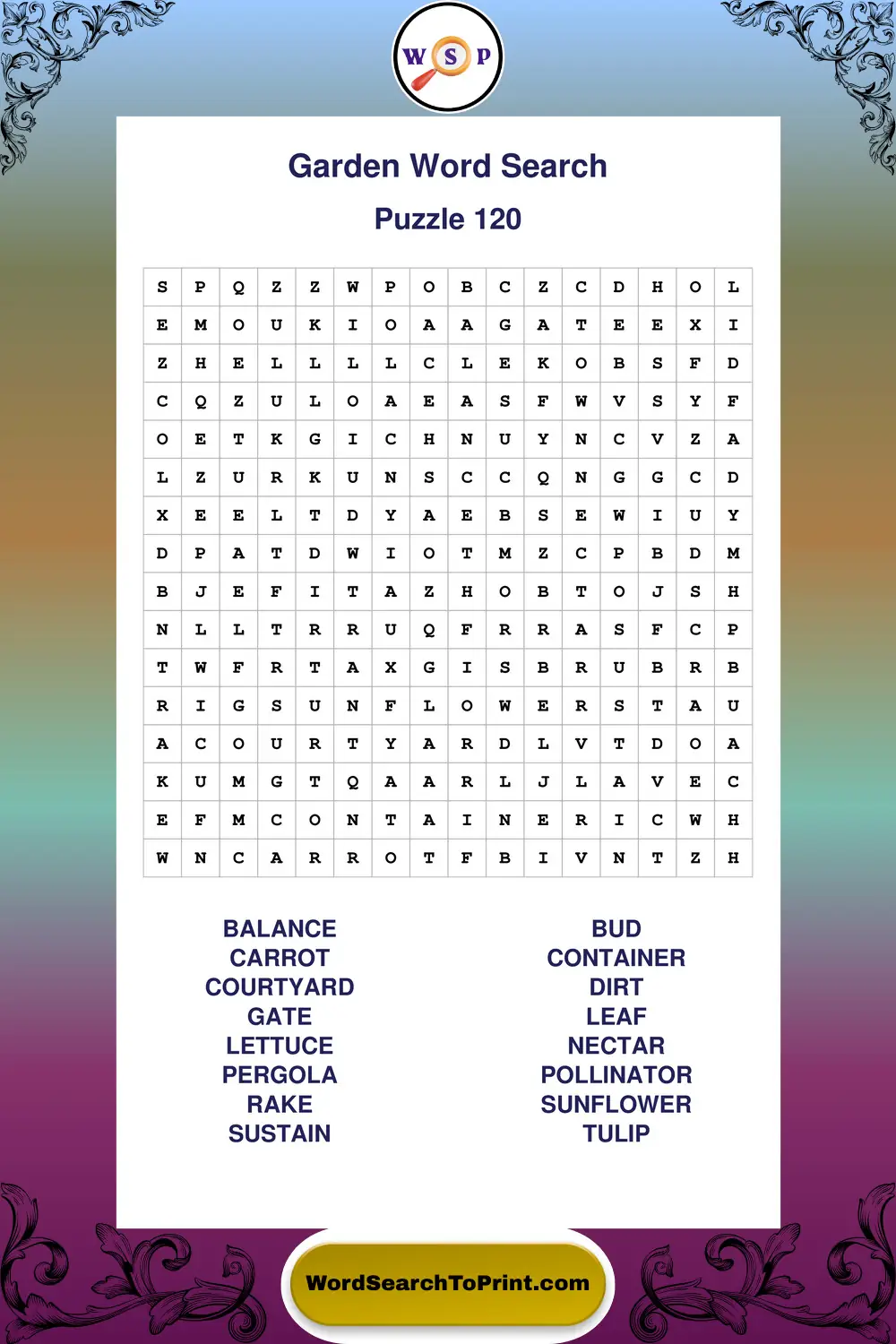 Garden Word Search Puzzle 120
