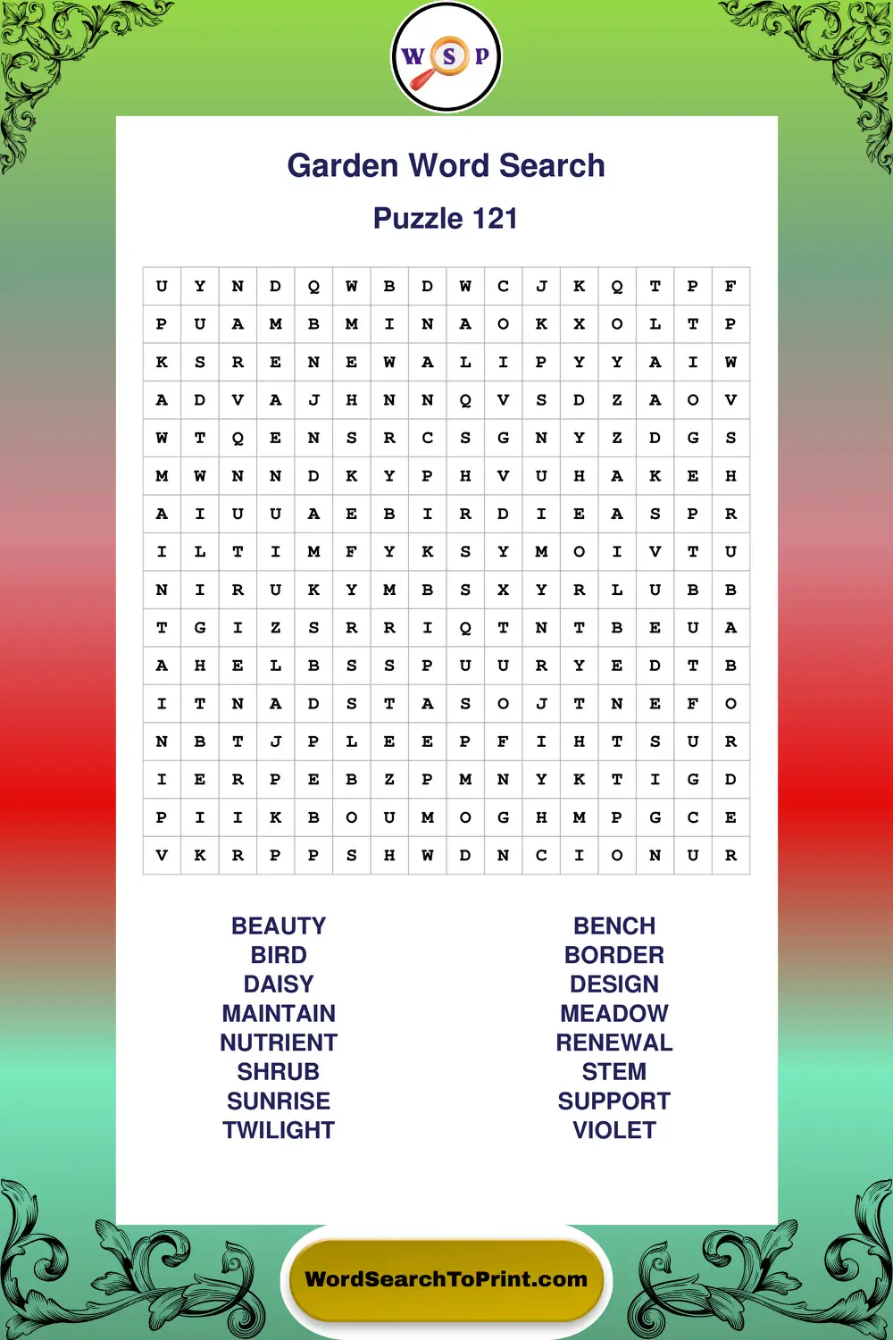Garden Word Search Puzzle 121