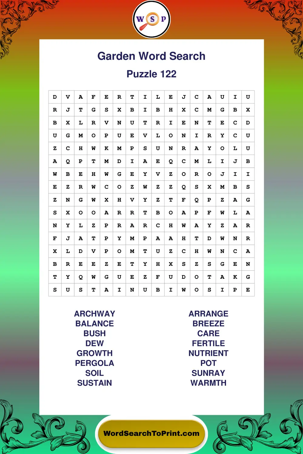 Garden Word Search Puzzle 122
