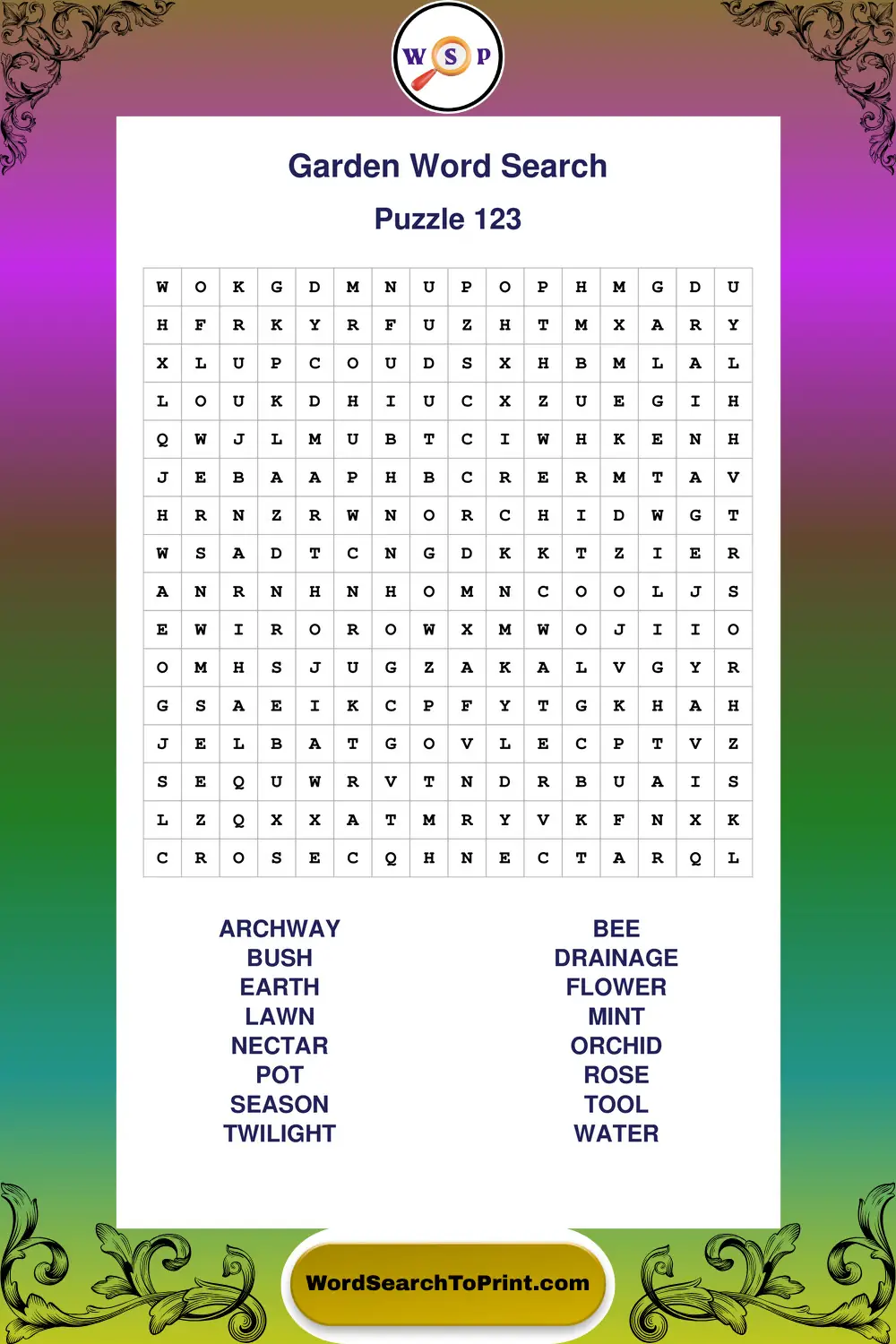 Garden Word Search Puzzle 123