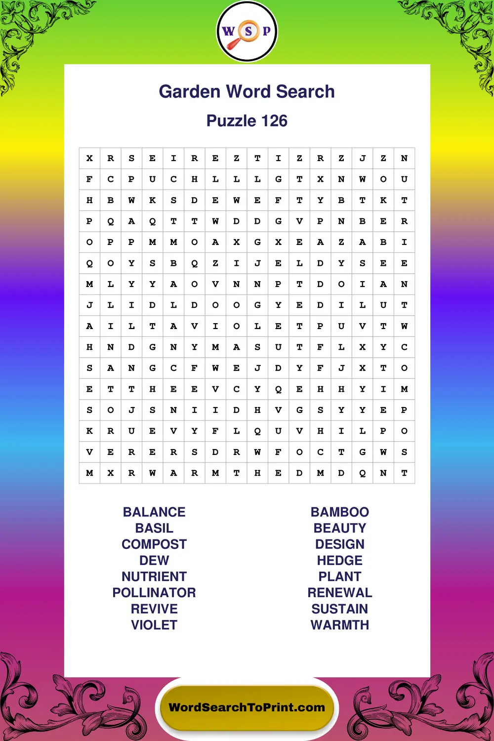 Garden Word Search Puzzle 126